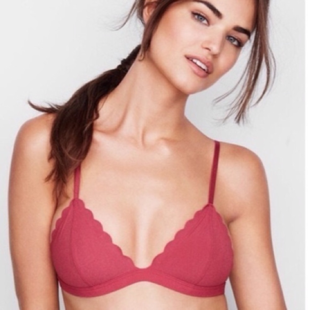 New Women's Victoria's Secret Scallop Bralette XS Dusty Red Rose